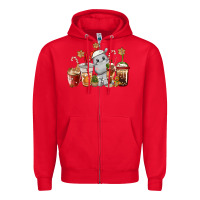 Red hippopotamus coffee cups christmas Zipper Hoodie - CowGirlArtShop