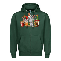 Sports Green hippopotamus coffee cups christmas Zipper Hoodie - CowGirlArtShop