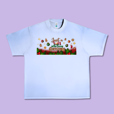 Just A Girl Who Loves Christmas Libbey Glass Urban Heavy Tee Designed By Bundleandbundleshop