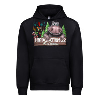 Black I Want a Hippopotamus for Christmas Urban Hoodie - CowhideDigitalArt