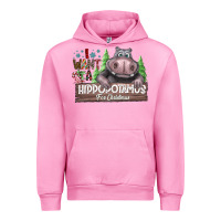 Fuchsia Pink I Want a Hippopotamus for Christmas Urban Hoodie - CowhideDigitalArt