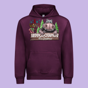 I Want A Hippopotamus For Christmas Urban Hoodie Designed By Cowhidedigitalart