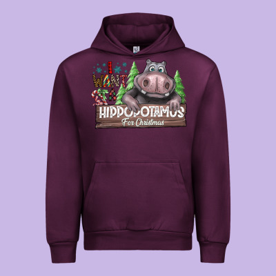I Want A Hippopotamus For Christmas Urban Hoodie Designed By Cowhidedigitalart