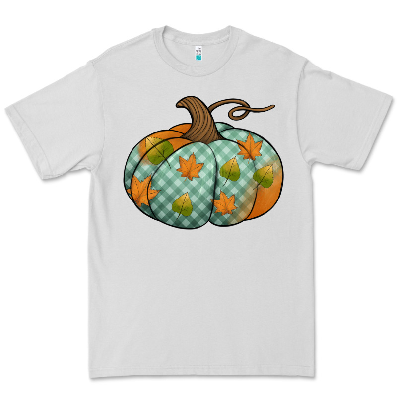 Blue Plaid Autumn Pumpkin Premium Tee by Jasminsmagicworld | Teevron
