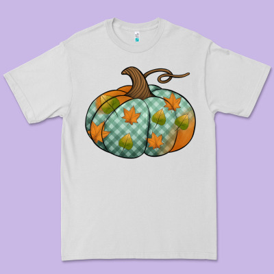 Blue Plaid Autumn Pumpkin Premium Tee Designed By Jasminsmagicworld