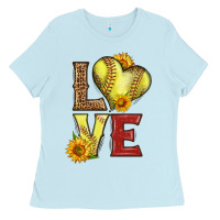 Baby Blue western love softball Ladies Tee - LillyAllenDesigns