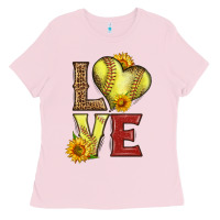 Bubblegum Pink western love softball Ladies Tee - LillyAllenDesigns