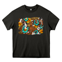 Asphalt western cowhide horseshoe sunflower background Heavy Core Tee - AdoDesignShop