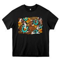 Black western cowhide horseshoe sunflower background Heavy Core Tee - AdoDesignShop