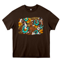 Chocolate Brown western cowhide horseshoe sunflower background Heavy Core Tee - AdoDesignShop