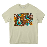 Mossy western cowhide horseshoe sunflower background Heavy Core Tee - AdoDesignShop