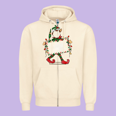 Customize Christmas Elf Zipper Hoodie Designed By Cowgirlartshop