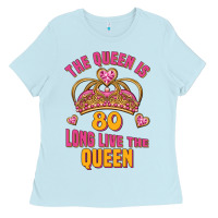 Baby Blue the queen is 80 long live the queen Ladies Tee - Jasminsmagicworld