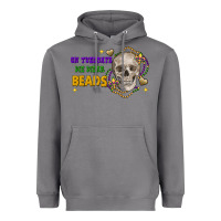 On Tuesdays We Wear Beads Skull Heavyweight Hoodie | Teevron