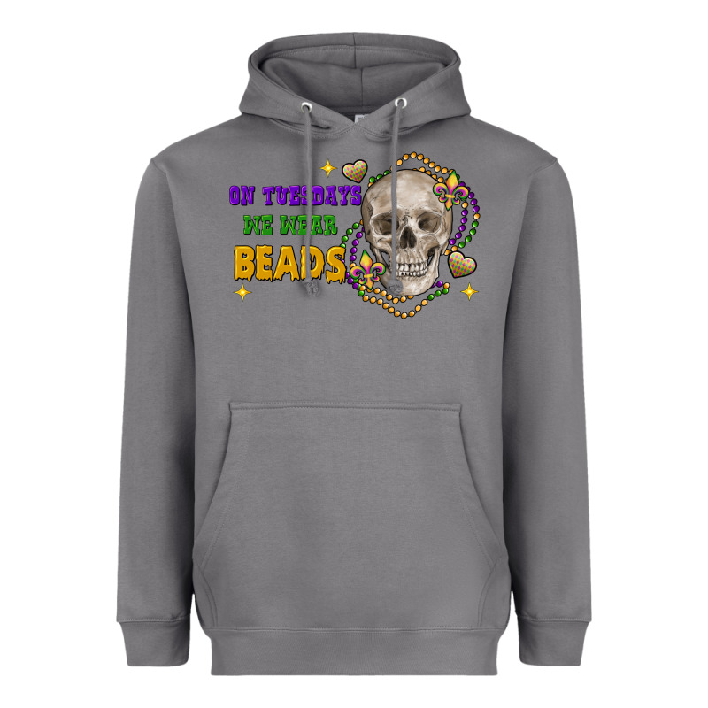 On Tuesdays We Wear Beads Skull Heavyweight Hoodie by FaDigitalArtStudio | Teevron
