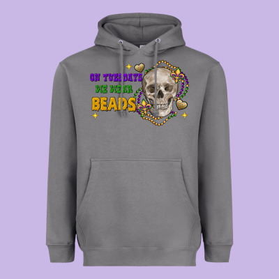 On Tuesdays We Wear Beads Skull Heavyweight Hoodie Designed By Fadigitalartstudio