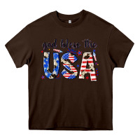 Chocolate Brown god bless the usa Heavy Core Tee - NancyCooperArtShop