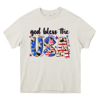 Cream god bless the usa Heavy Core Tee - NancyCooperArtShop