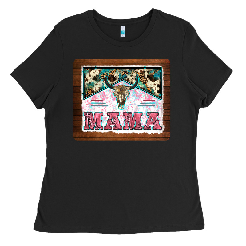 Western Bull Skull Mama Mousepad Ladies Tee by BarkalooDesign | Teevron