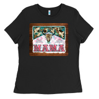 Black western bull skull mama mousepad Ladies Tee - BarkalooDesign