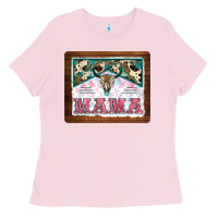 Bubblegum Pink western bull skull mama mousepad Ladies Tee - BarkalooDesign