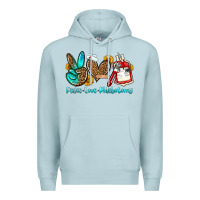 Blue Mist peace love phlebotomy Premium Hoodie - OliviaCreatesArt