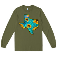 Army Green Sunflower Turquoise Texas Long Sleeve Tee - Bettercallsaul