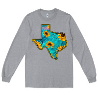 Heather Grey Sunflower Turquoise Texas Long Sleeve Tee - Bettercallsaul
