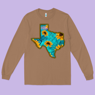 Sunflower Turquoise Texas Long Sleeve Tee Designed By Bettercallsaul