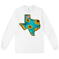 White Sunflower Turquoise Texas Long Sleeve Tee - Bettercallsaul