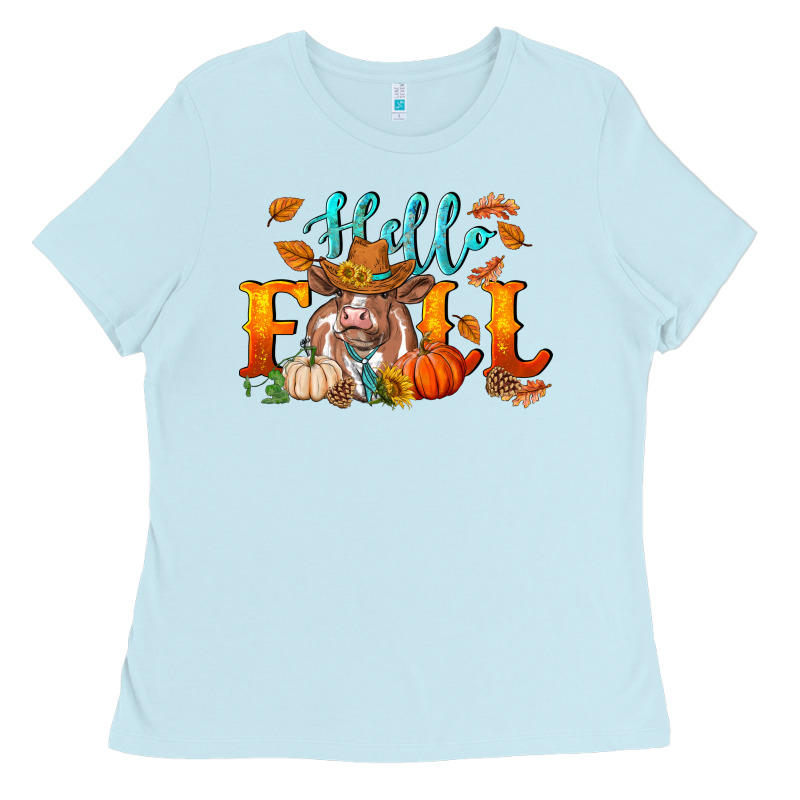 Hello Fall Heifer Cow Ladies Tee by RanaPortraitStore | Teevron