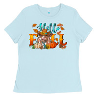 Baby Blue hello fall heifer cow Ladies Tee - RanaPortraitStore