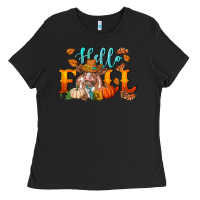 Black hello fall heifer cow Ladies Tee - RanaPortraitStore
