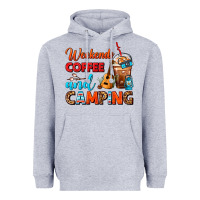 Heather Grey weekends coffee and camping frappe coffee Heavyweight Hoodie - FaDigitalArtStudio