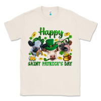 Natural Happy Saint Patrick'S Day With Clover Classic Tee - BundleAndBundleShop