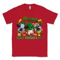 Red Happy Saint Patrick'S Day With Clover Classic Tee - BundleAndBundleShop