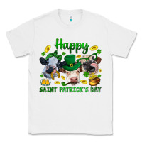 White Happy Saint Patrick'S Day With Clover Classic Tee - BundleAndBundleShop