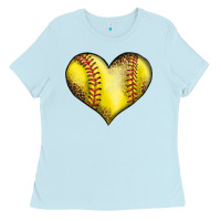 Baby Blue softball heart Ladies Tee - LillyAllenDesigns