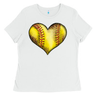 White softball heart Ladies Tee - LillyAllenDesigns