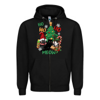 Black ho ho ho meow Zipper Hoodie - CowGirlArtShop