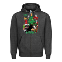 Charcoal Heather ho ho ho meow Zipper Hoodie - CowGirlArtShop