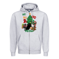 Heather Grey ho ho ho meow Zipper Hoodie - CowGirlArtShop
