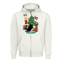 Oatmeal Heather ho ho ho meow Zipper Hoodie - CowGirlArtShop