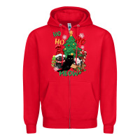 Red ho ho ho meow Zipper Hoodie - CowGirlArtShop