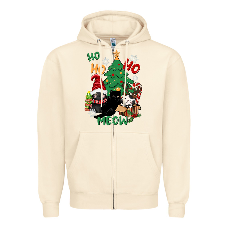 Ho Ho Ho Meow Zipper Hoodie by CowGirlArtShop | Teevron