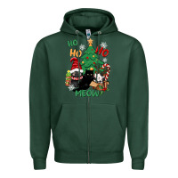 Sports Green ho ho ho meow Zipper Hoodie - CowGirlArtShop