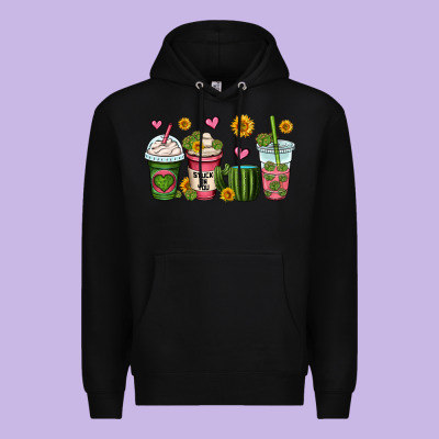 Stuck On You Cactus Coffee Cups Premium Hoodie Designed By Oliviacreatesart