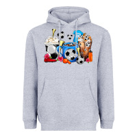 Heather Grey Soccer Coffee Cups Heavyweight Hoodie - FaDigitalArtStudio