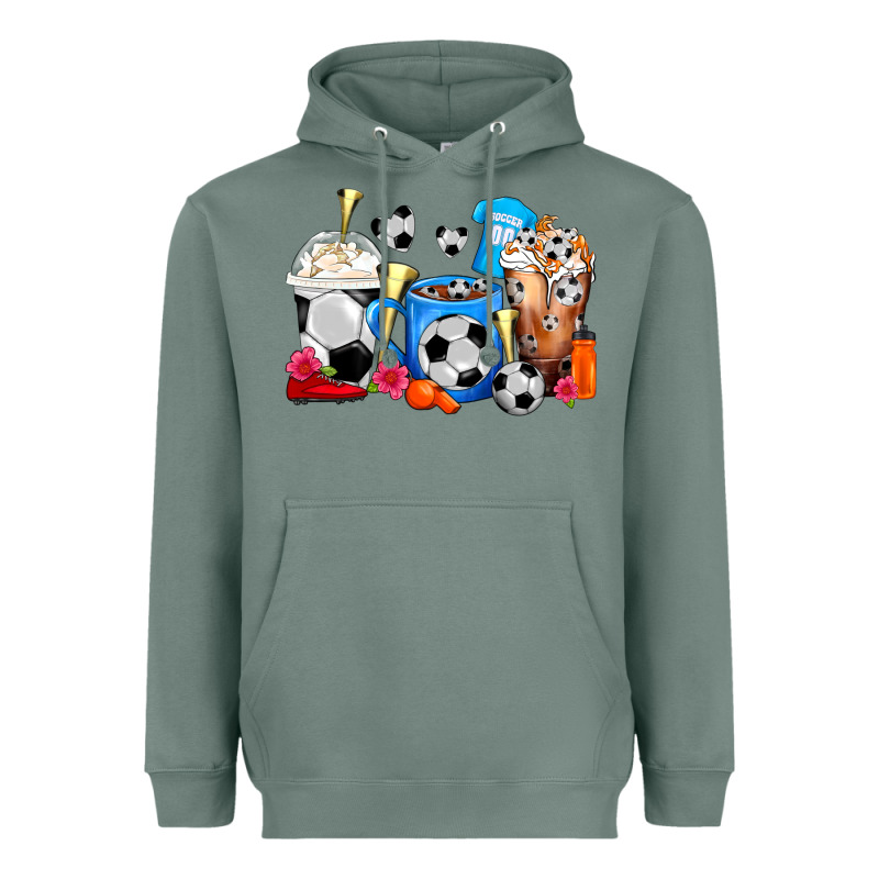 Soccer Coffee Cups Heavyweight Hoodie by FaDigitalArtStudio | Teevron