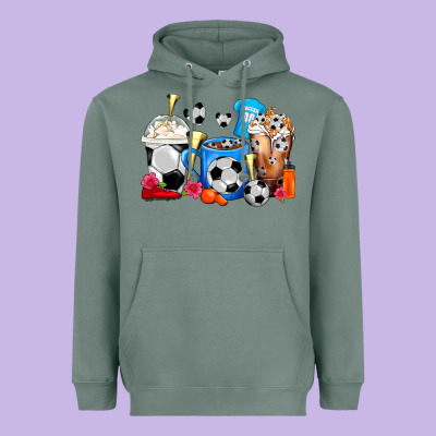 Soccer Coffee Cups Heavyweight Hoodie Designed By Fadigitalartstudio